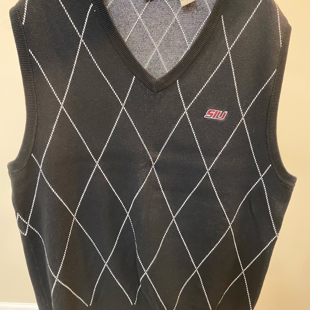 SIU - Southern Illinois University - Black Sweater Vest - Sz Medium
